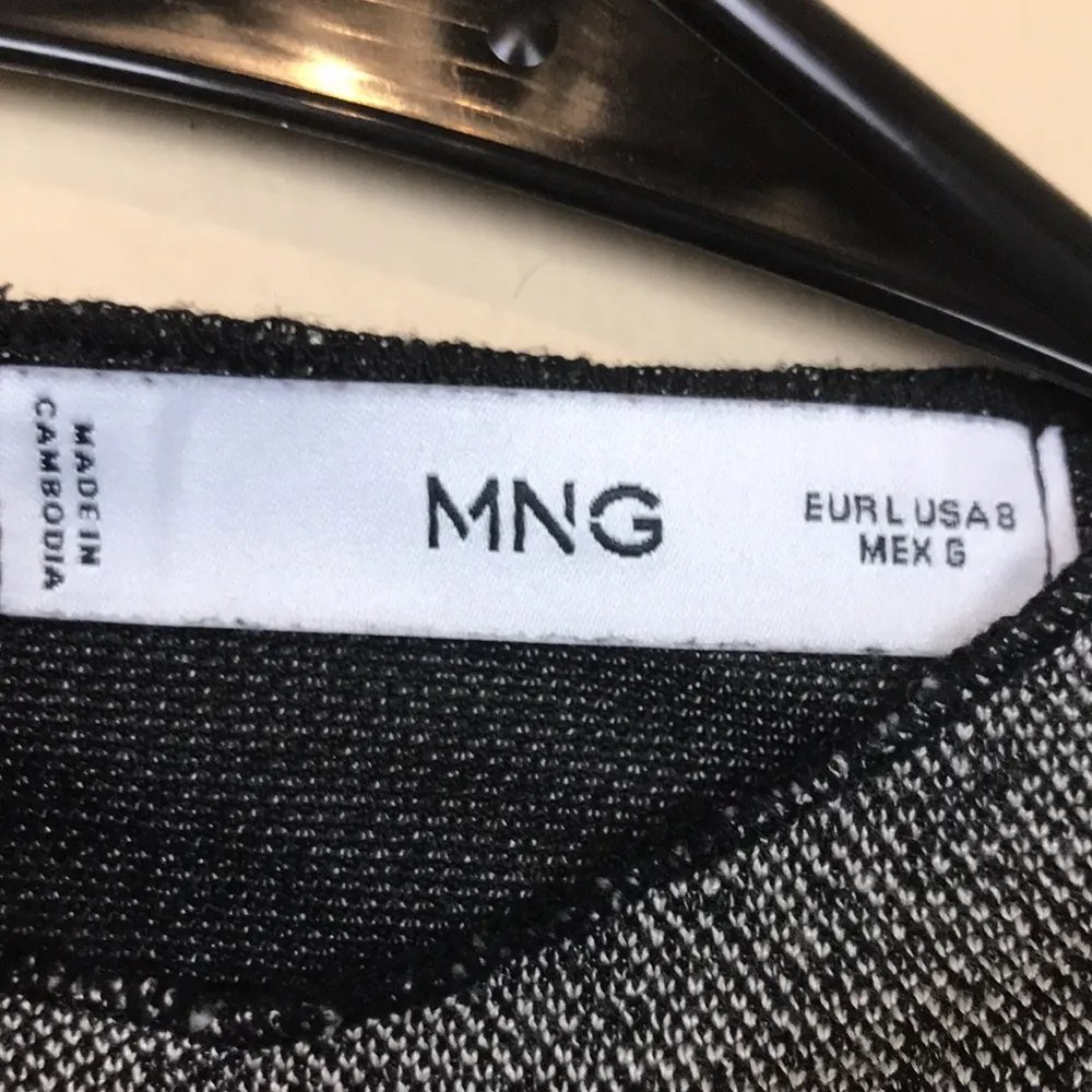 Mango MNG Women’s Knit Mock Neck Black White Long Sleeve Sheath Dress - Image 8