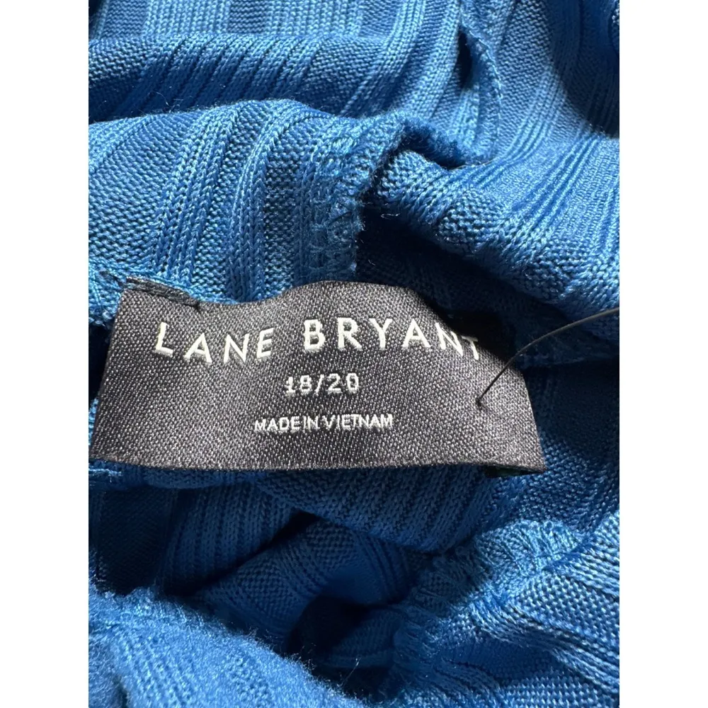 Lane‎ Bryant Hooded Poncho Top Ribbed Knit Blue Plus Size 18/20 - Image 9