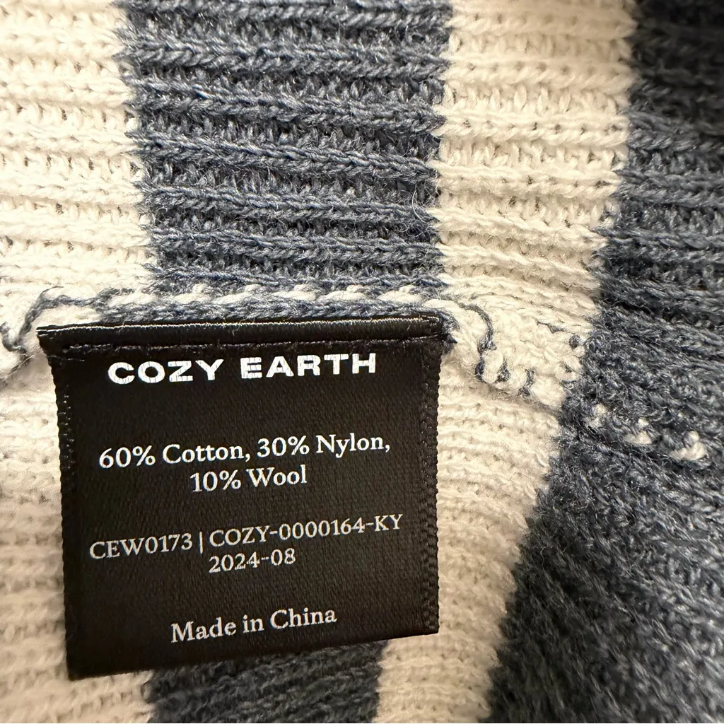 Cozy Earth Women’s Rowan Sweater Dawn/ Bone Stripe Size Large Blue - Image 5