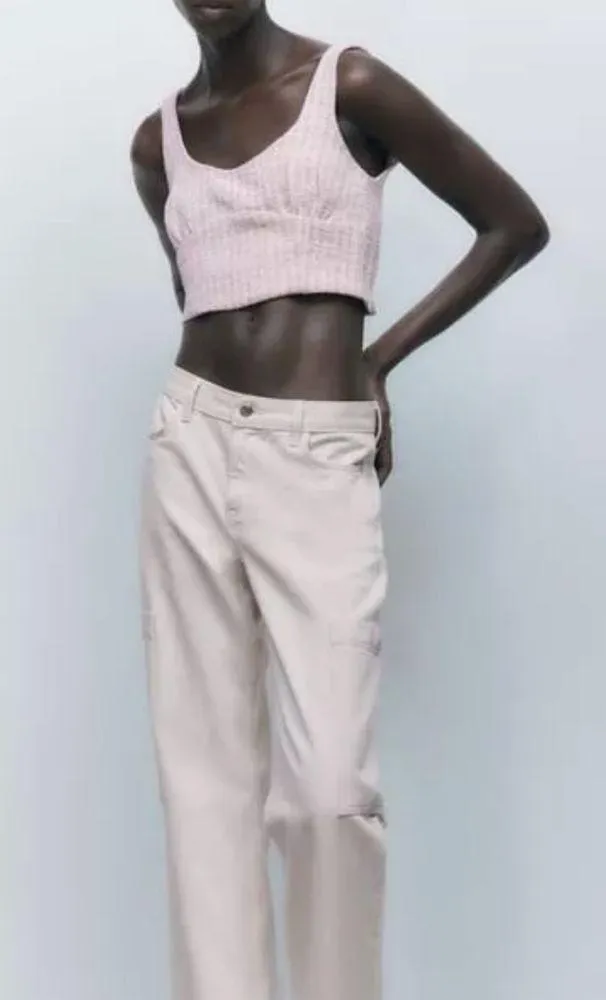 NWT Zara Tweed Pink Crop Top - Image 6