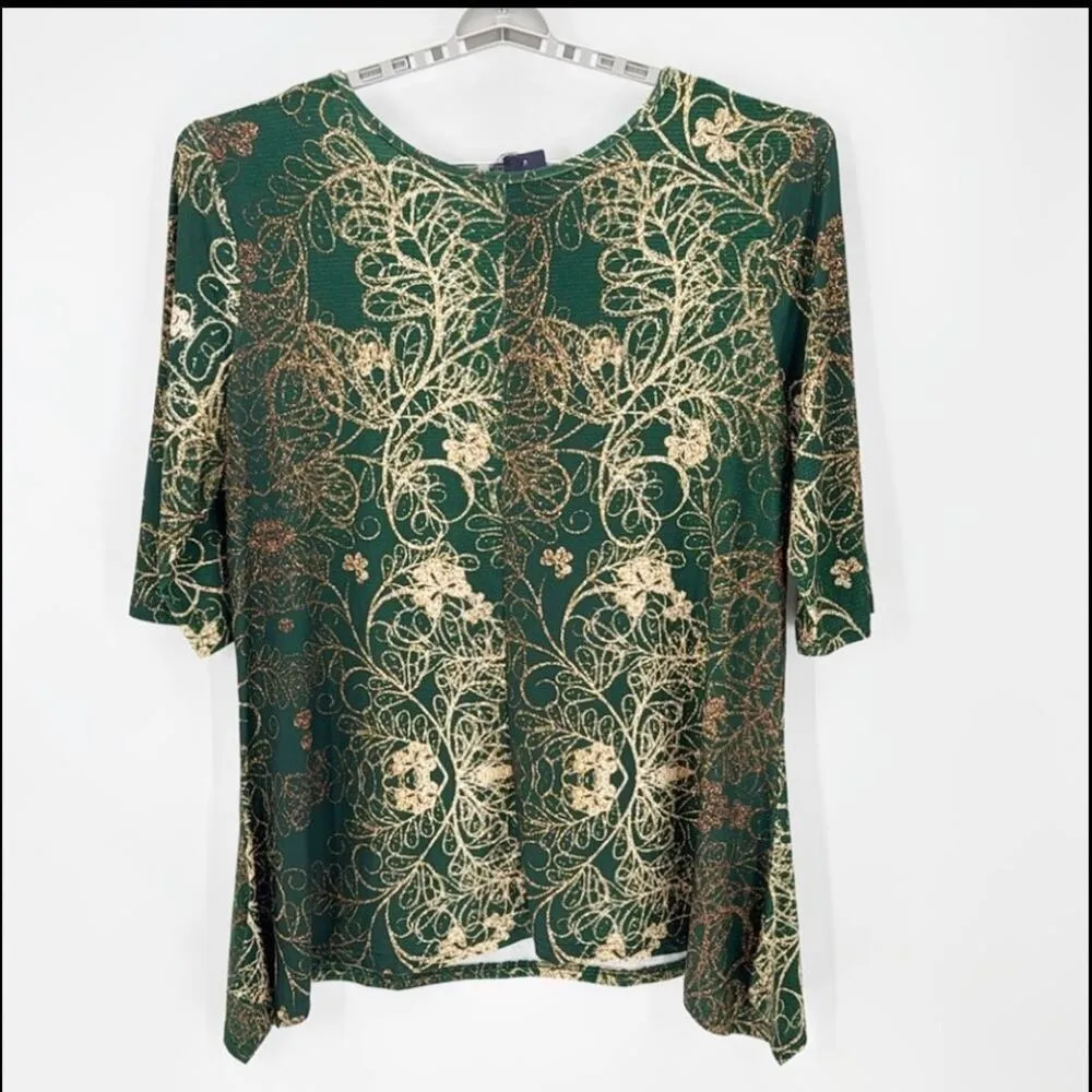 Lily by Firmiana green gold glittery loose fit top special occasion size 4X - Image 2