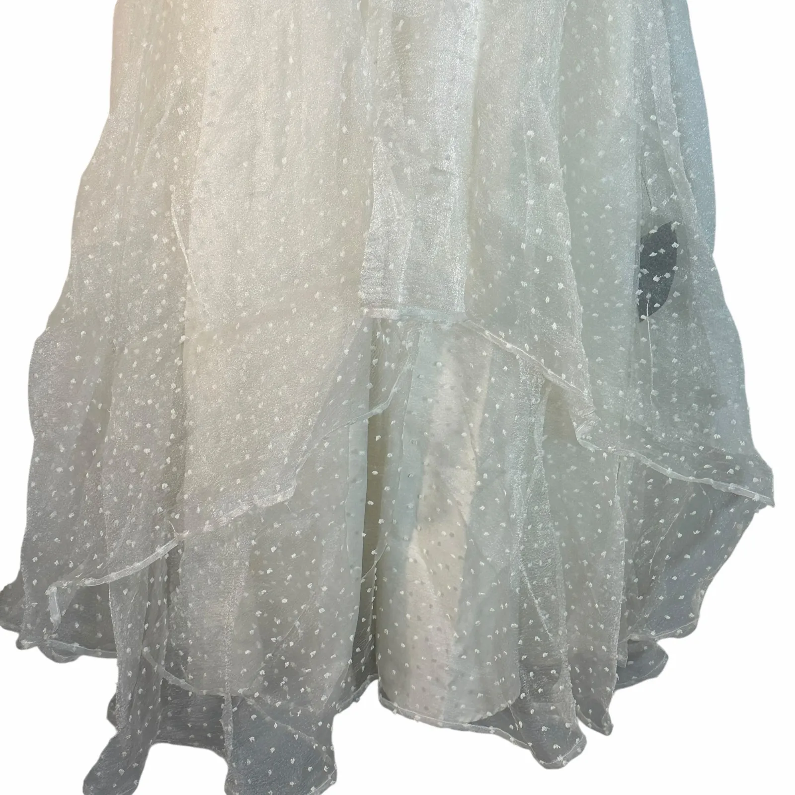 NWT Lulus Favorite Event Ivory Swiss Dot Pleated Tiered Midi Dress - Image 6