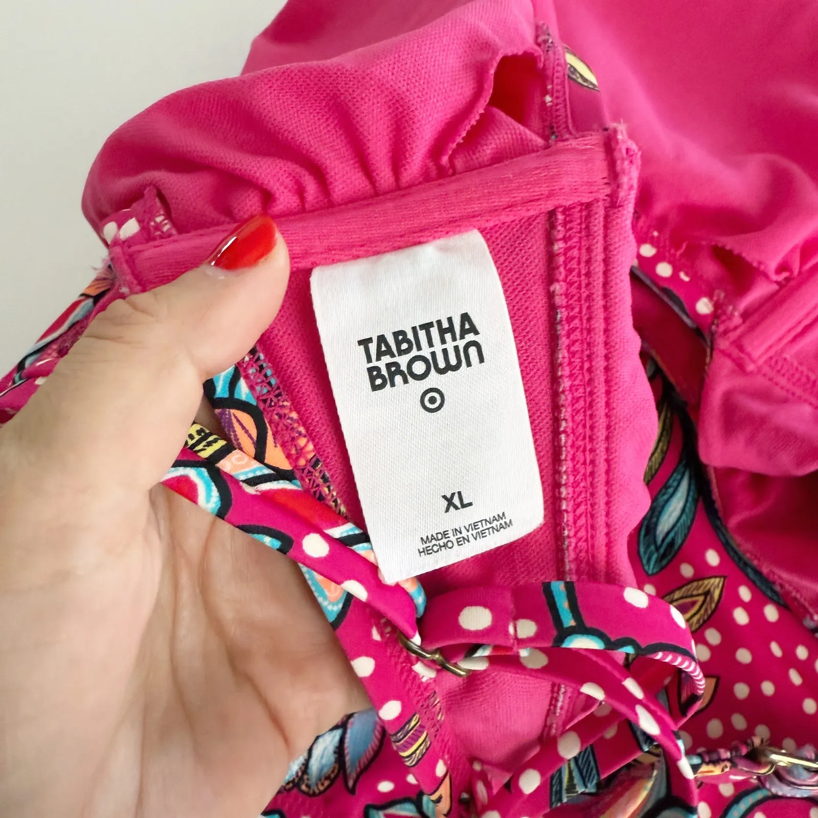 [Tabitha Brown] Target Size XL Pink Floral Print Cut Out One Piece Swimsuit - Image 12