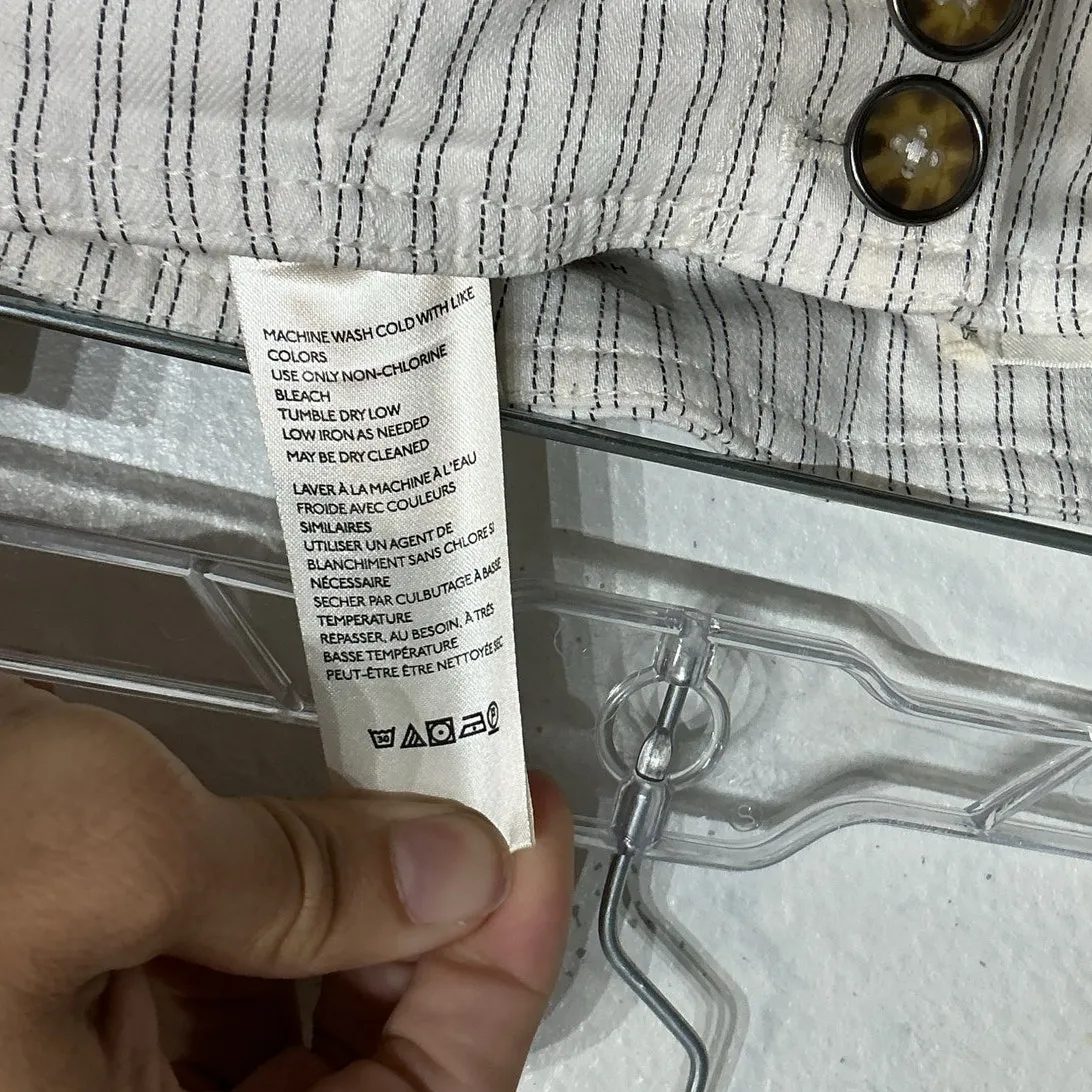 Pilcro and the Letterpress White Pinstripe High Rise Skinny Pants Sz 27 - Image 7