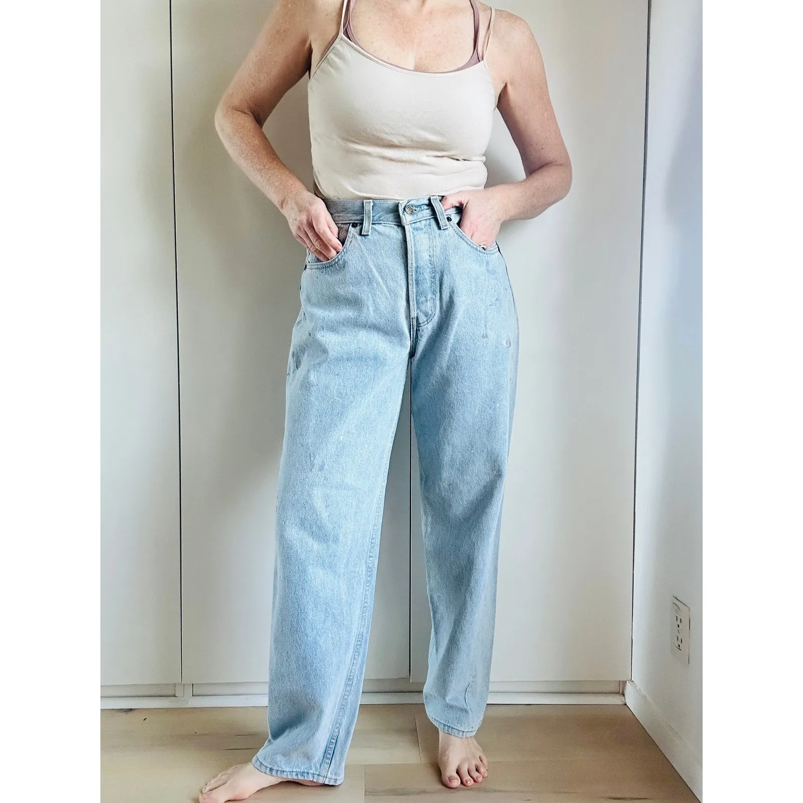 Vintage 90s Levi's 539 Light Wash Distressed Size 31 x 32 Waist 30" High Rise - Image 15