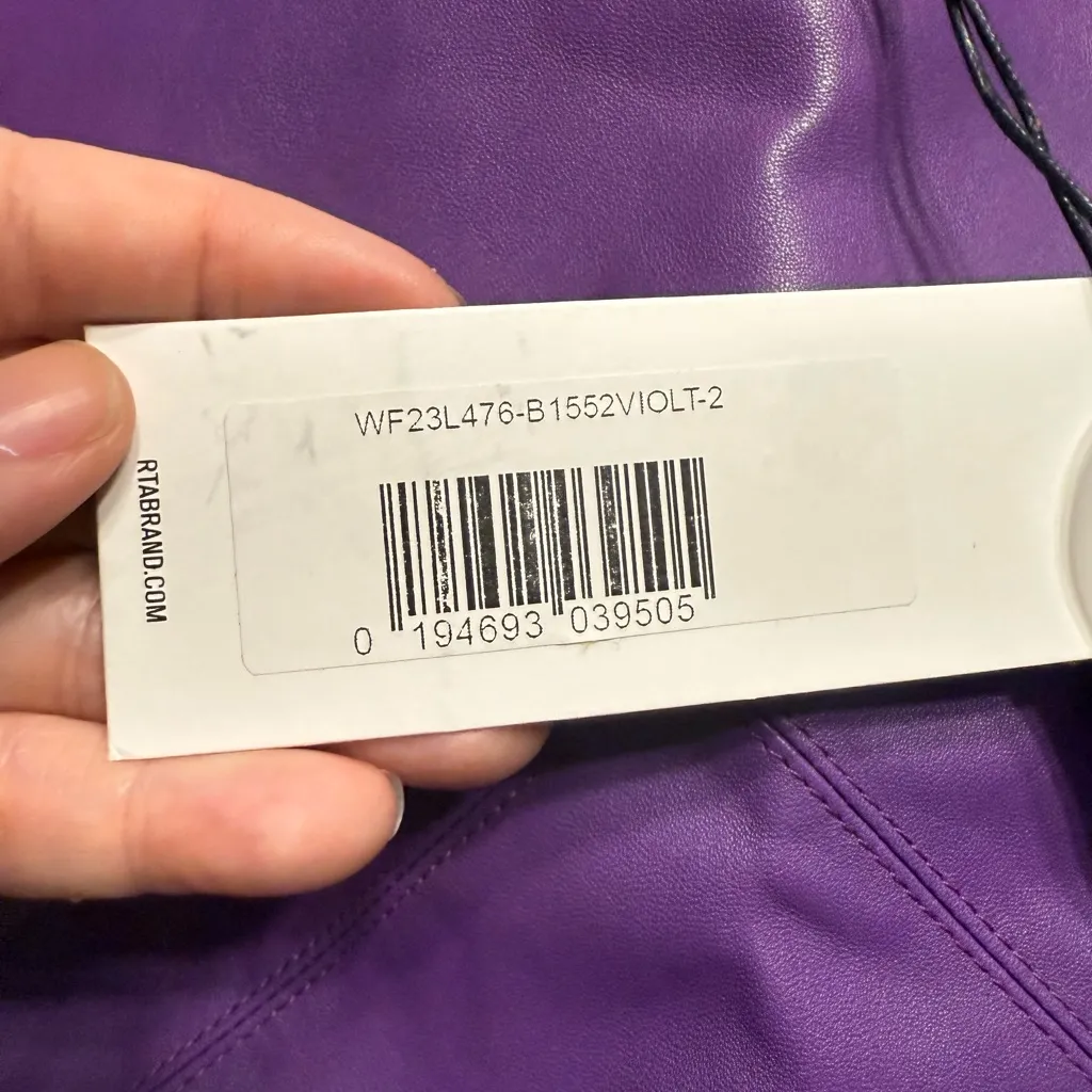 NWT RtA Purple Real Leather Mini Skirt Size 2 WF23L476 - Image 2