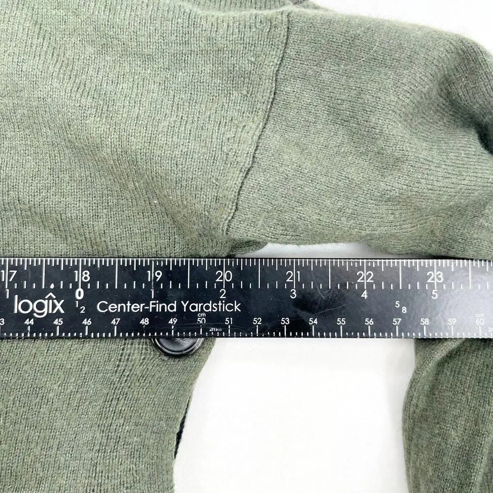 BODEN Sweater Women Size XS Green Side Button Long Sleeve Crewneck Tight Knit - Image 3