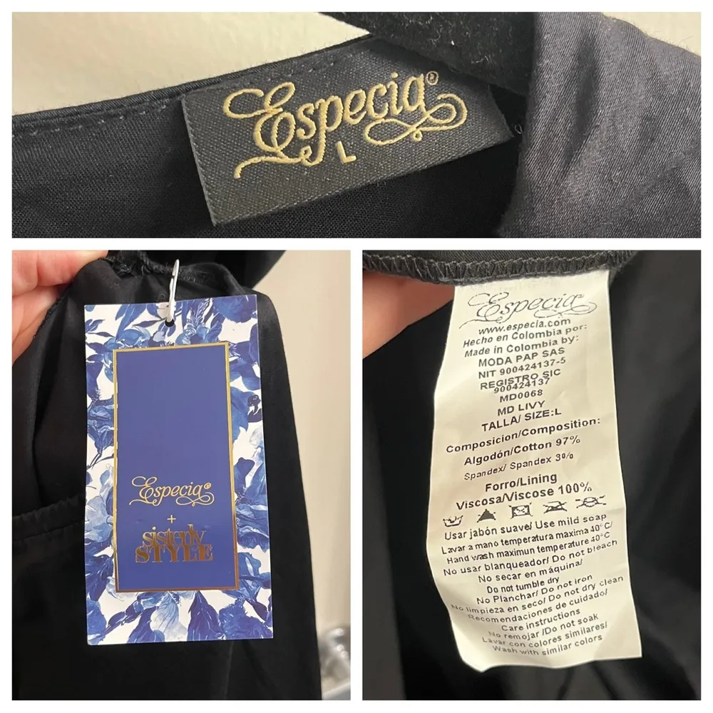 Especia x Sisterly Style Black Puff Sleeve Cutout Midi Dress Size Large - Image 12