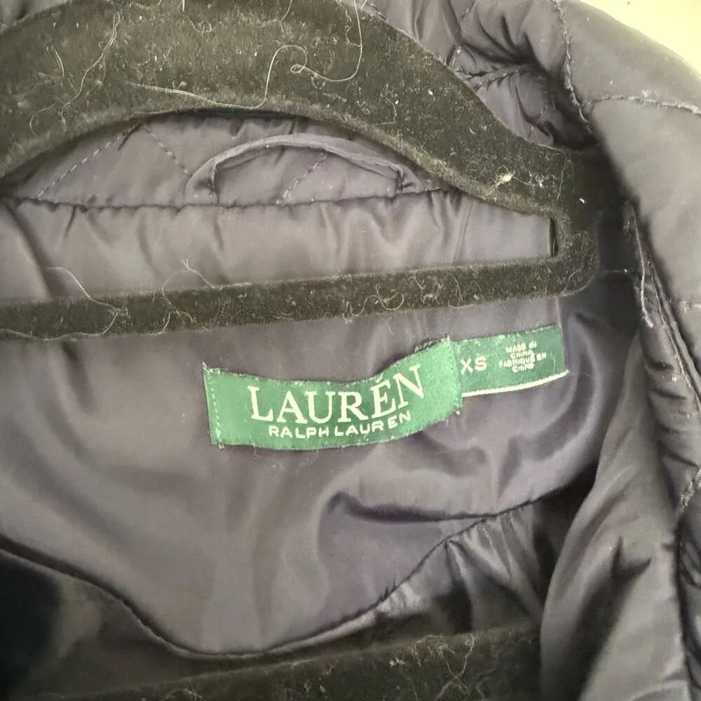 Lauren Ralph Lauren Women’s Extra Small Navy Quilted Faux Leather Trim Jacket Size XS - Image 2