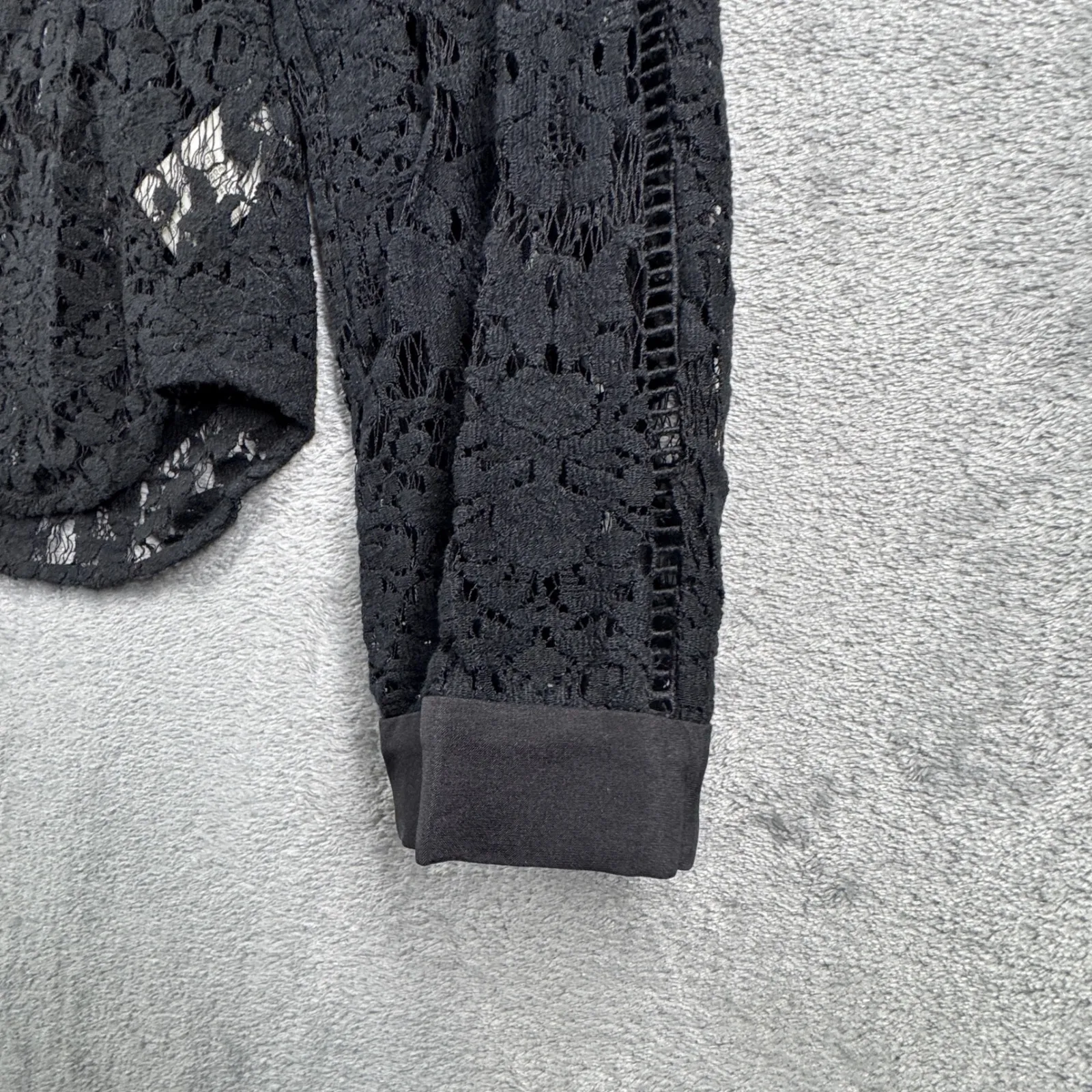 Rebecca Taylor Blouse Black Lace Sheer Top Medium Gothic Dark Romantic Feminine - Image 5