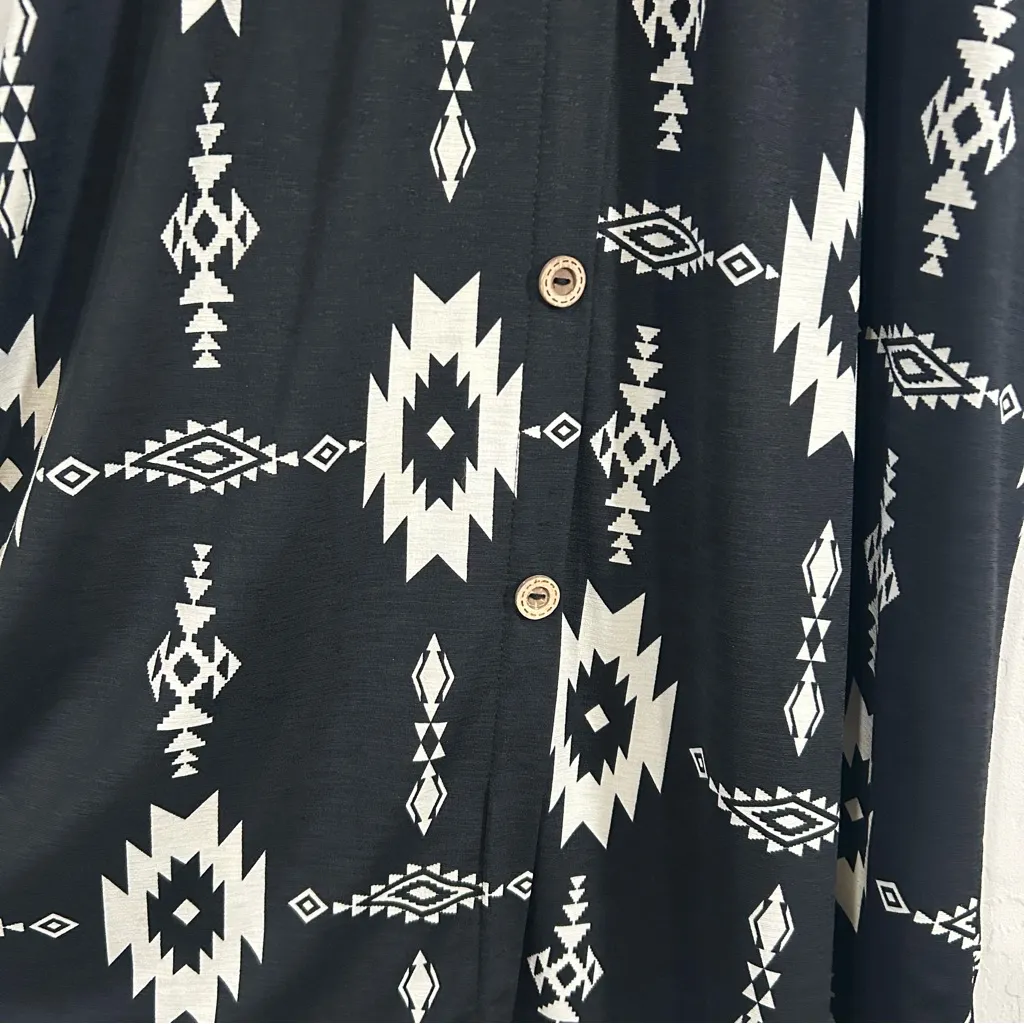 Heimish Aztec Dress Large Black White Boho Western NWT Stretch Pockets - Image 2