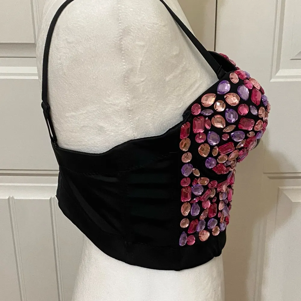 Women Rhinestone Push Up Bra Size XL. Pink - Image 3