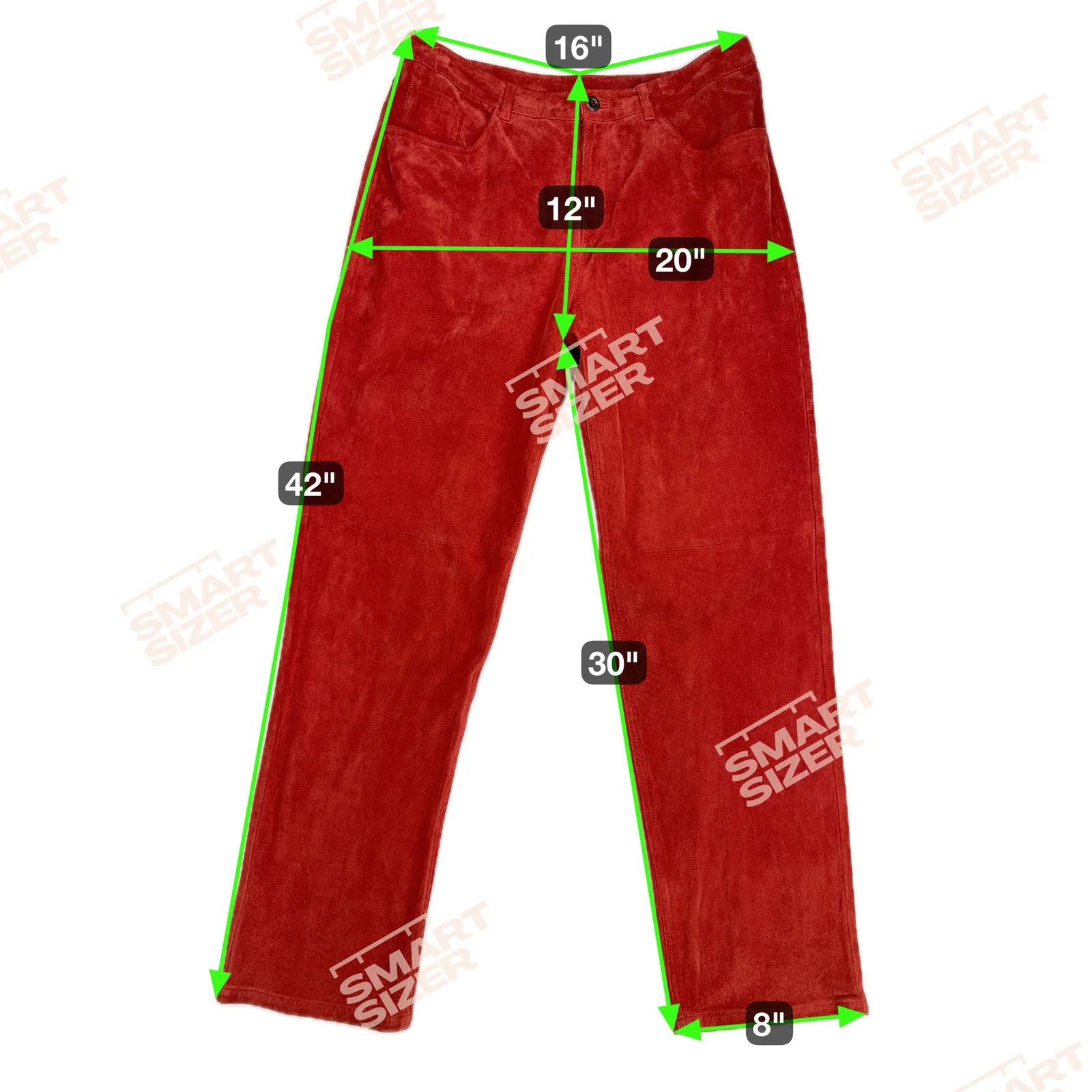 Chico's Design Suede Leather Pants Orange Straight Leg High Rise Size 12 (2.5) - Image 3