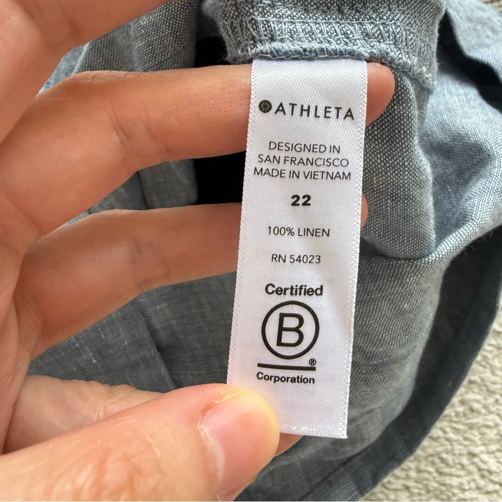 Athleta CABO LINEN 4" SHORT in Chambray Blue Plus Size 22 NWT - Image 6