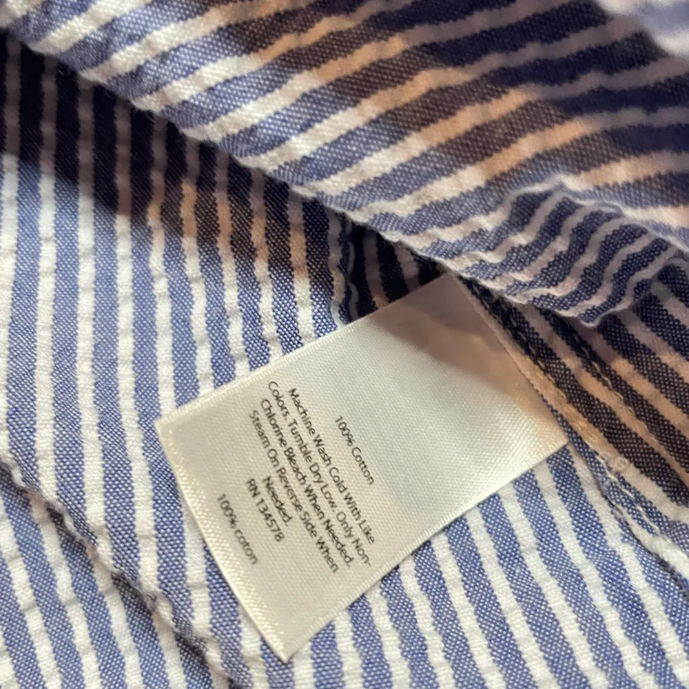 Vineyard Vines Women Off The Shoulder Top Seersucker Blue White Striped Sz 0 A13 - Image 12