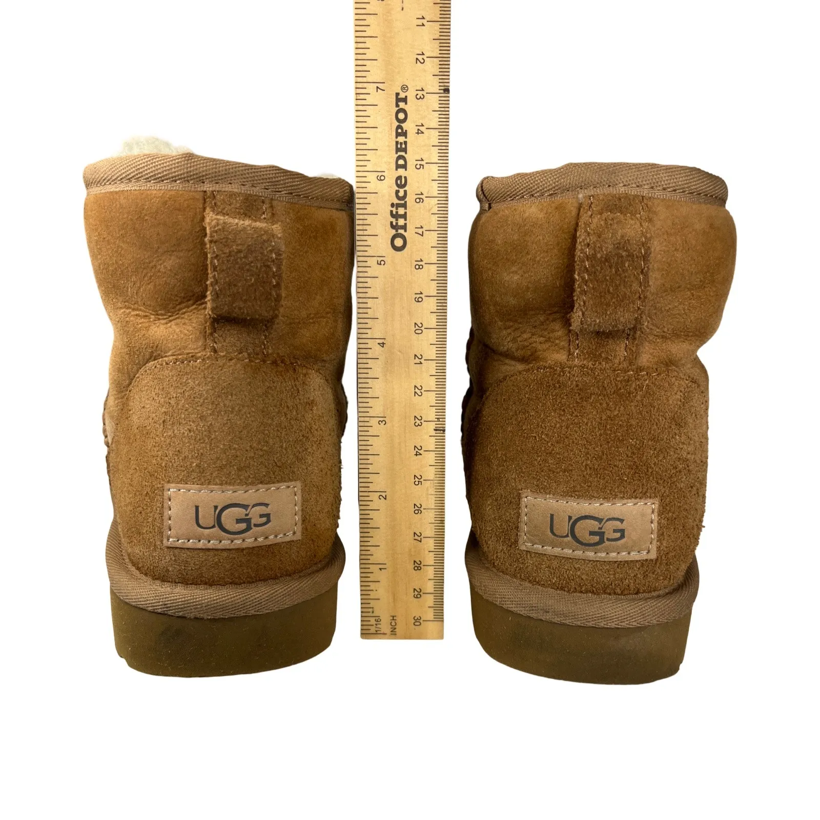 UGG Classic Mini Chestnut Suede Shearling Boots Size 8 Winter Slipper - Image 3