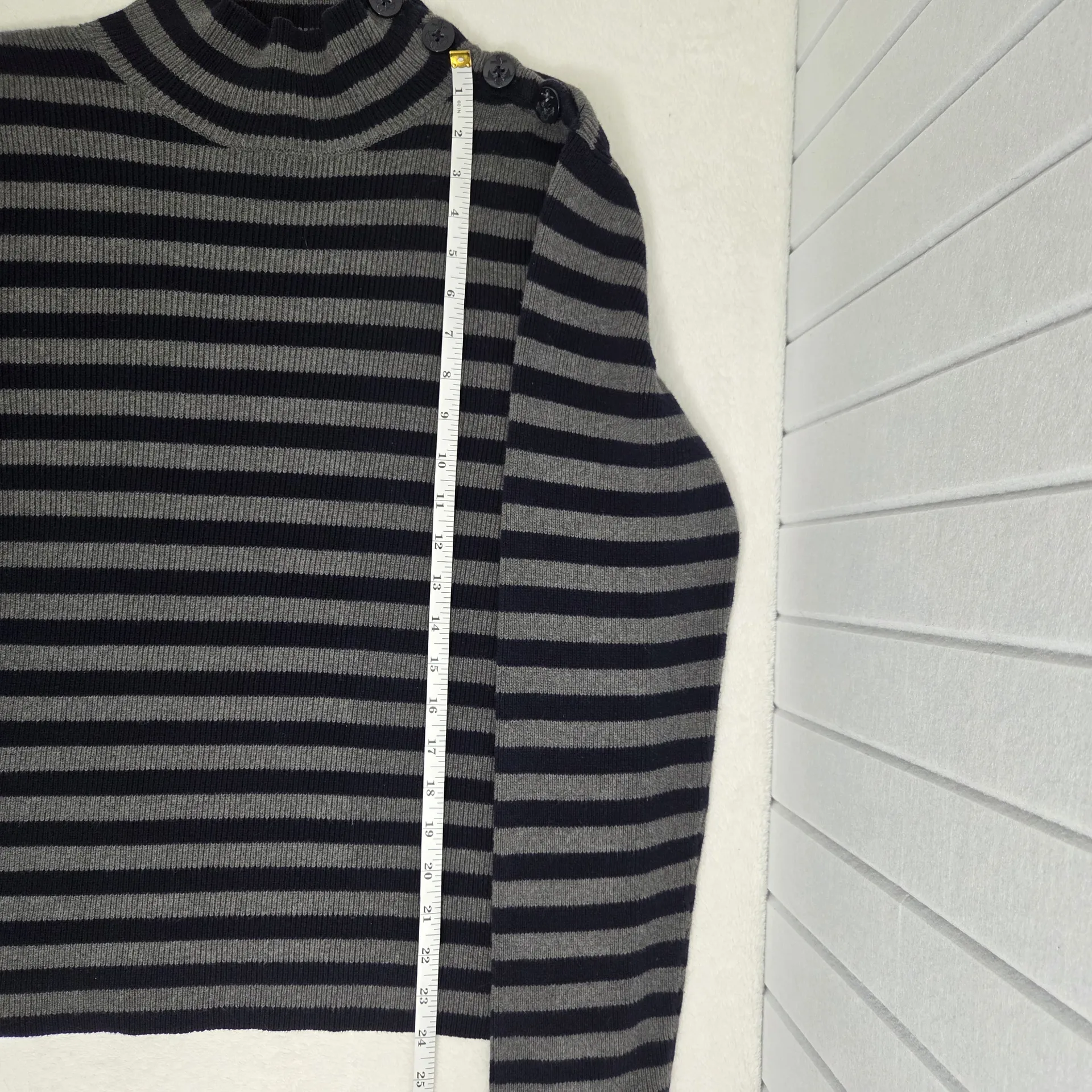 Lauren Ralph Lauren Vintage Cotton Gray‎ and Navy Turtleneck Sweater Size XL - Image 8