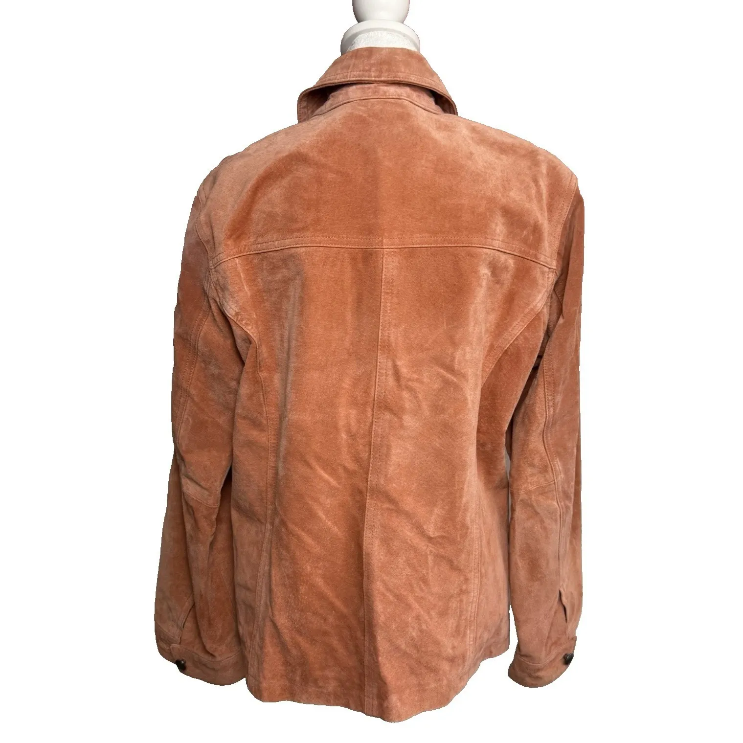 Chico's Women's Suede Leather Jacket Zip Front Size Small Fitted Western Peachy - Image 3