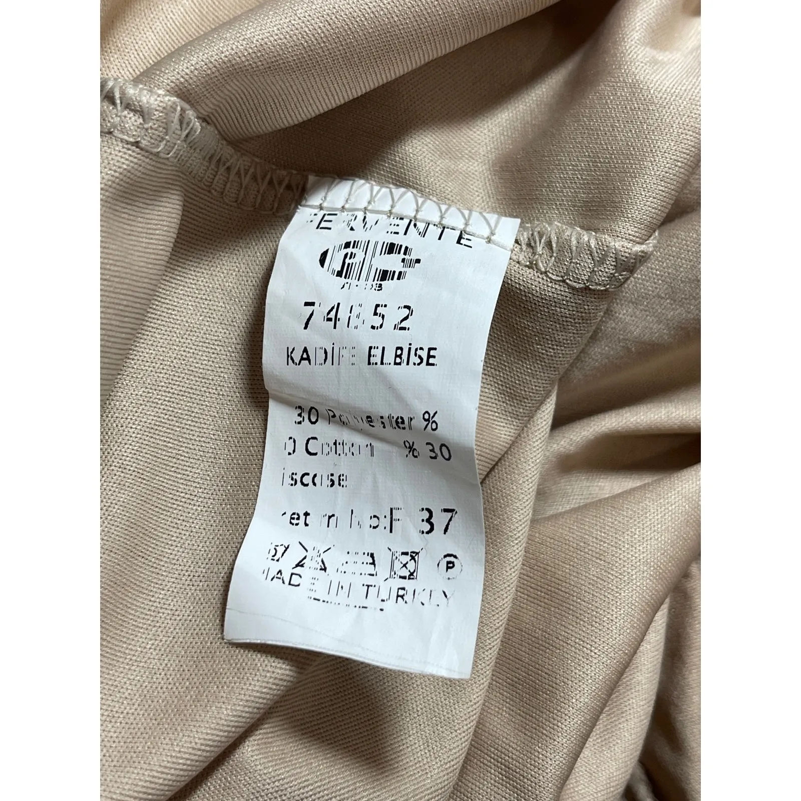 Fervente Gold Velvet Velour Long sleeve Mock Neck Ruched Midi Sheath Dress Sz 8 - Image 5