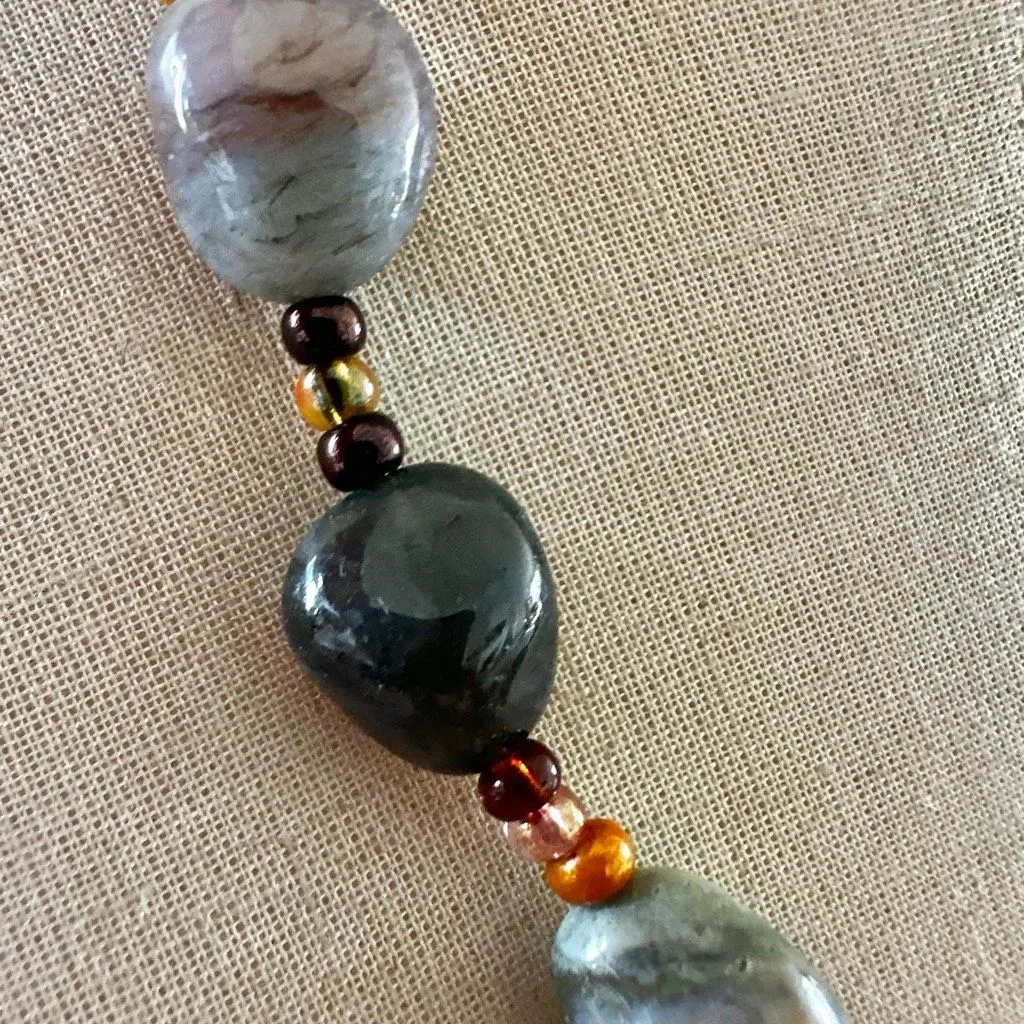 Mixed Agate Tumbled Stone Beaded Necklace - Image 4