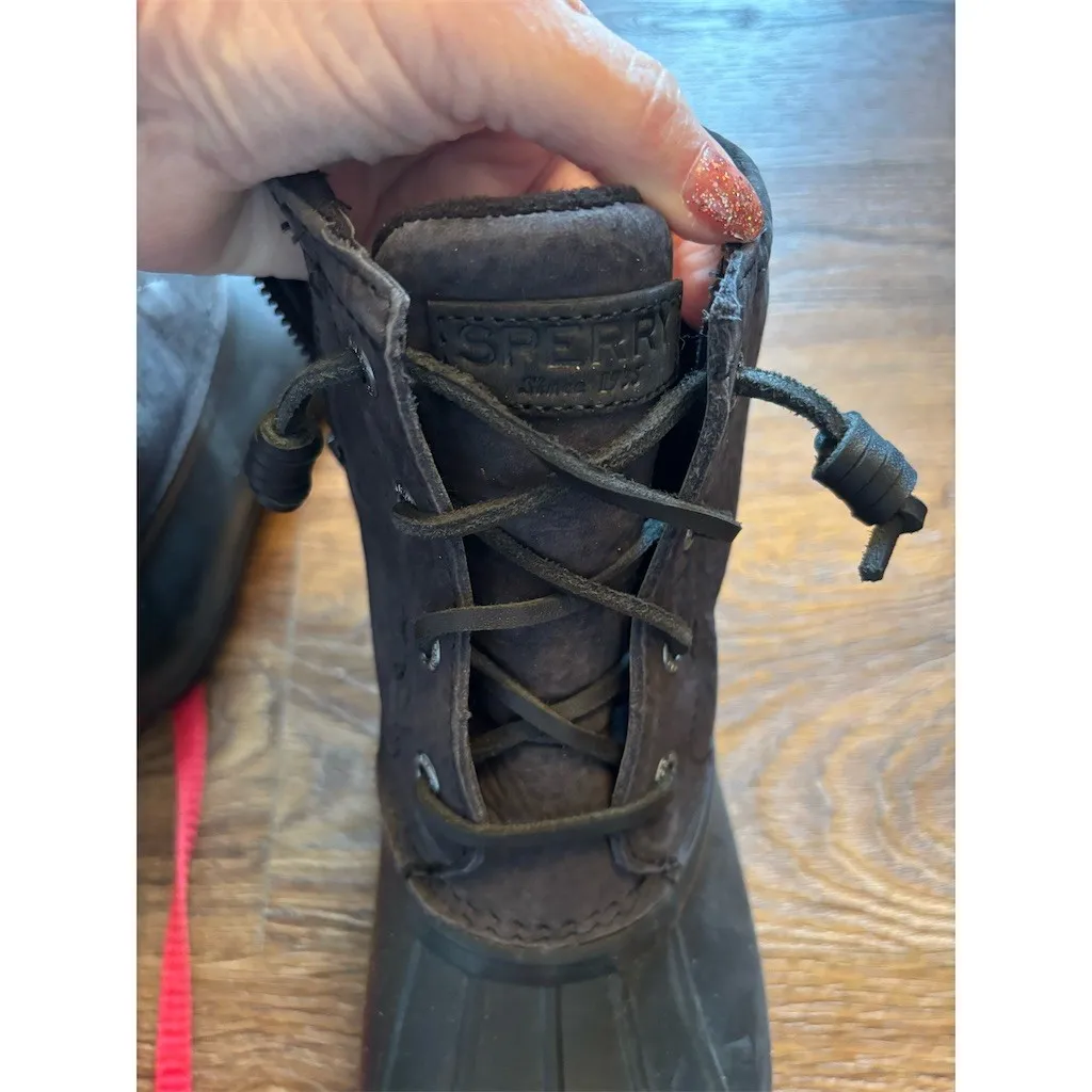 Sperry Saltwater Duck Boots Womens Size 6.5 Black Waterproof Lace-Up Ankle - Image 4