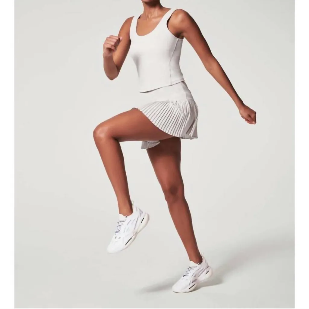 Spanx  Yes Pleats Mini Skirt‎ Skort Light Cloudy Gray Size Small - Image 4