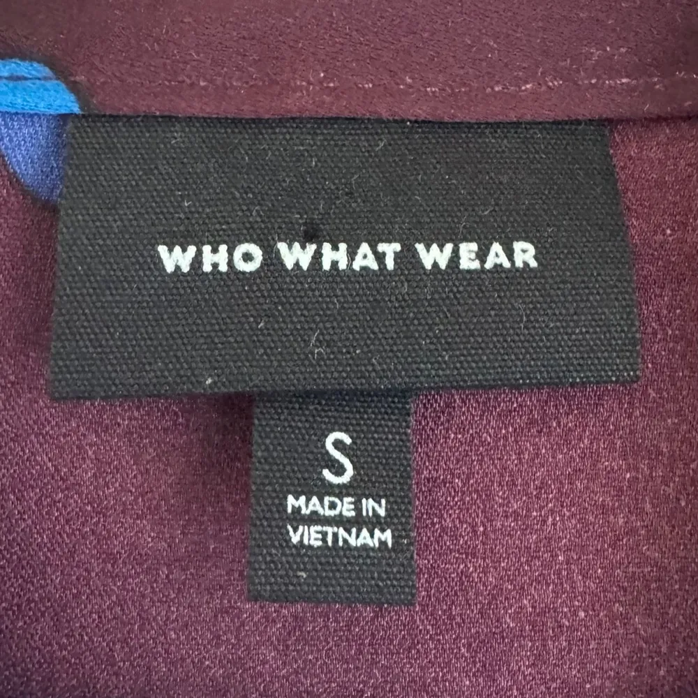 Who What Wear Blue Floral Long Sleeve Tie Waist High Neck Shoulder Button Dress - Image 10