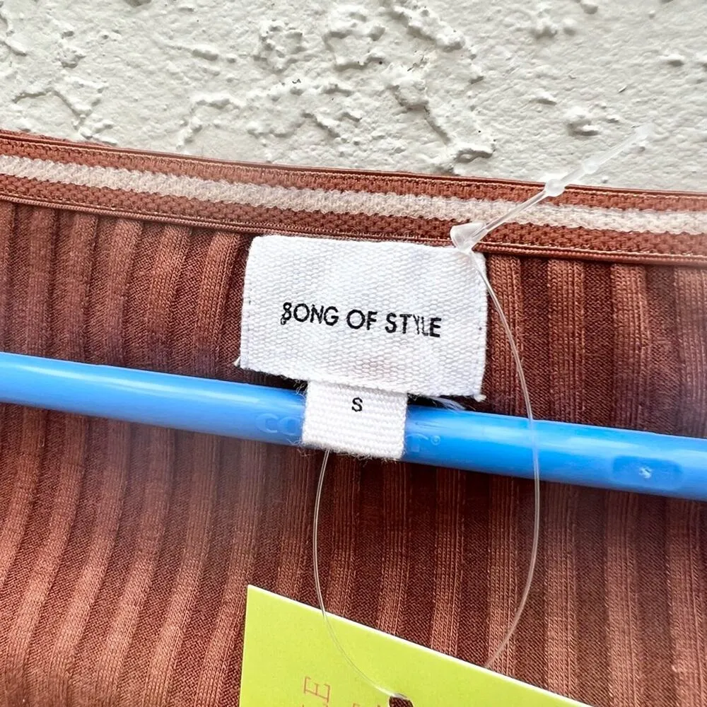 Song of style knit top and flare pants rusty brown set small women - Image 5