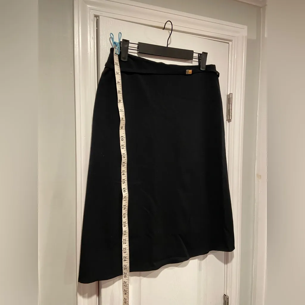 The Limited Size 6 Black Midi Skirt Front Belt Metal Clasp Zip Back A Line - Image 3
