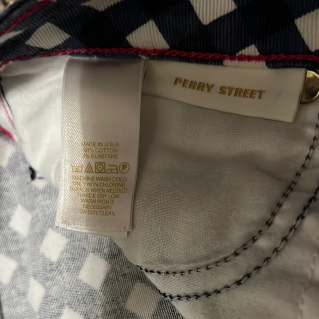 Kate Spade Navy and White Checkered Straight Leg Jeans - Image 5