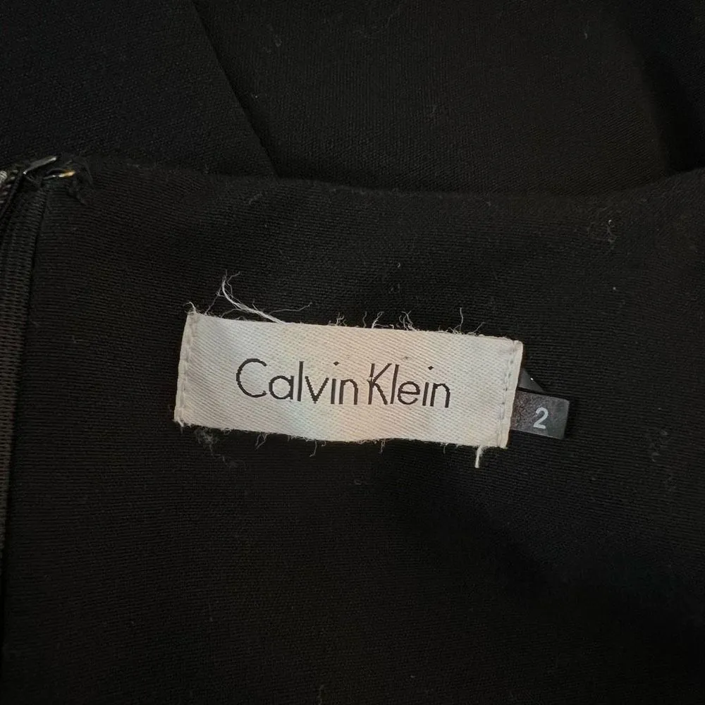 Calvin Klein Sleeveless Gold Chain Side Accent Black Sheath Dress Size 2 - Image 8