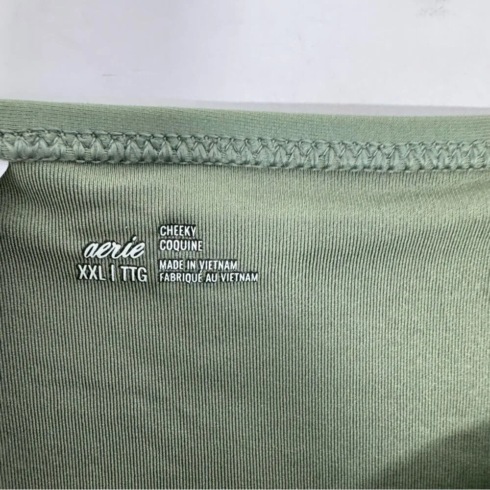 Aerie Cheeky Bikini Bottom Low Cut Olive Army Green Size XXL Vacation Beach NWOT - Image 4