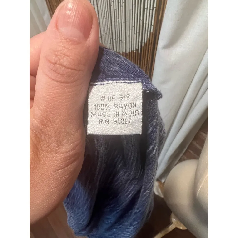 Solitaire Anthropologie  Embroidered Button Down boho Rayon top - Image 6