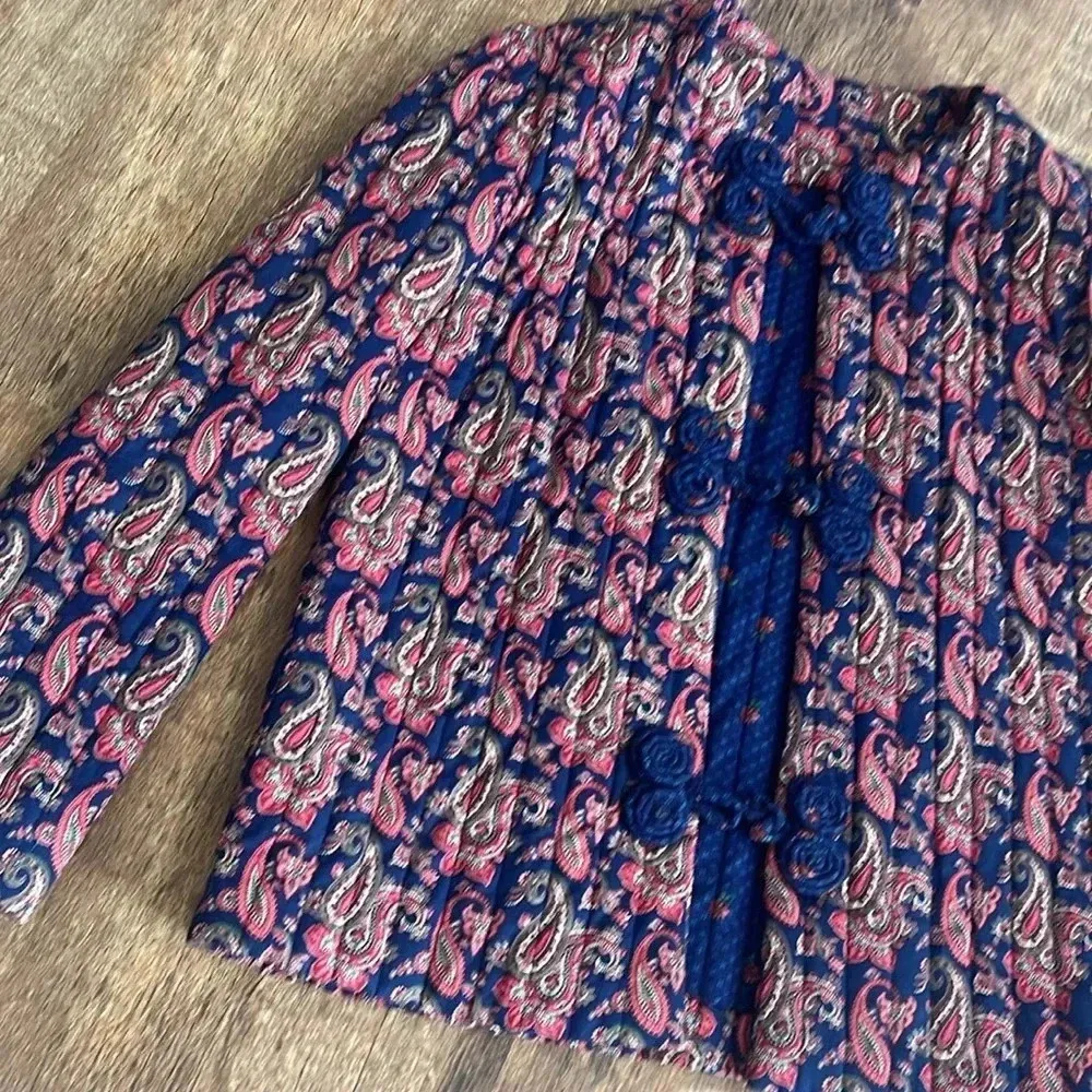 Nadia Vintage Quilted Jacket Cardigan  in Navy Size Small - Image 3