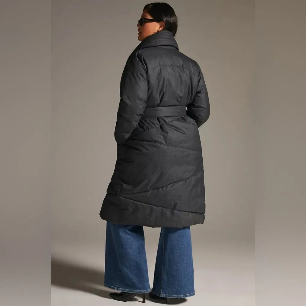 Bernardo NWT Anthropologie  Wrap Puffer‎ Jacket Plus Size 1X Black Belted Coat - Image 3