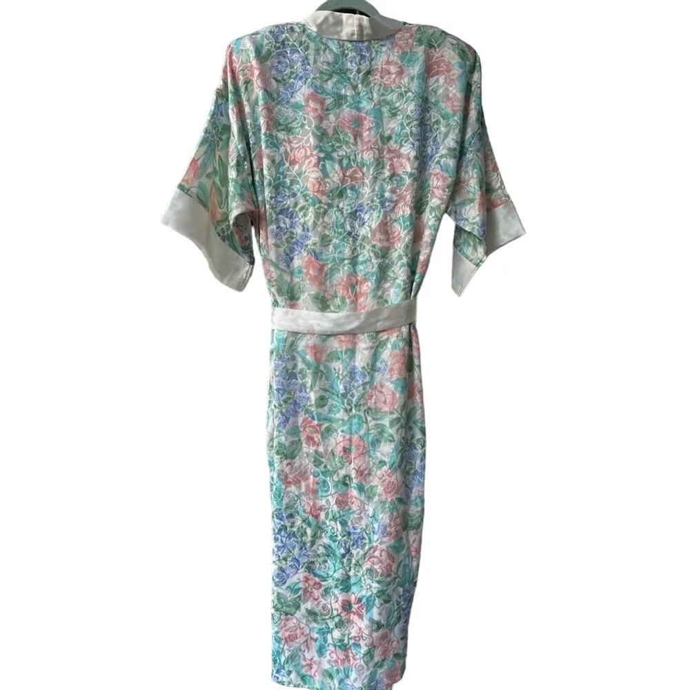 Vintage Floral Nightgown & Robe Two Piece Set Women’s Size M White Size M - Image 8