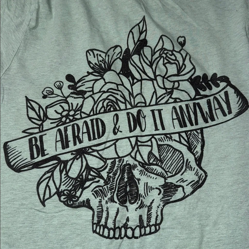 BELLA CANVAS women’s size medium graphic print skull be afraid & do it anyway - Image 7