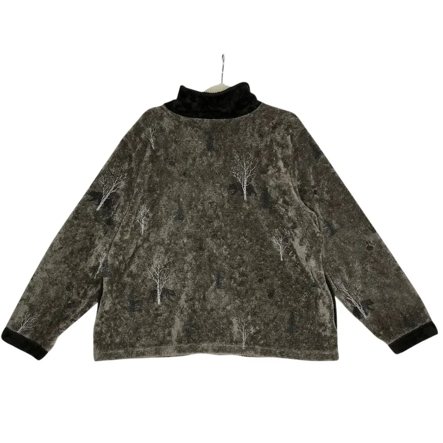 ARTISANS Vintage Soft Fleece Cardigan Women XL Olive Everyday Retro Grunge Boho Gray - Image 4