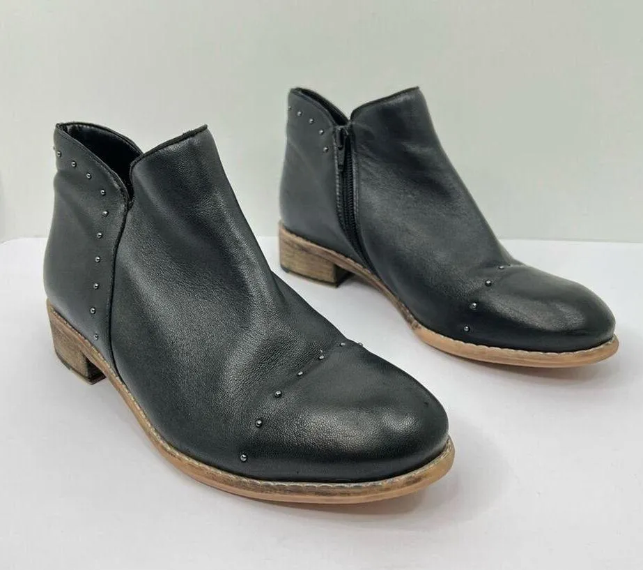 Diba True Rose Water women's 8 ankle boots black leather studded zip bootie - Image 11