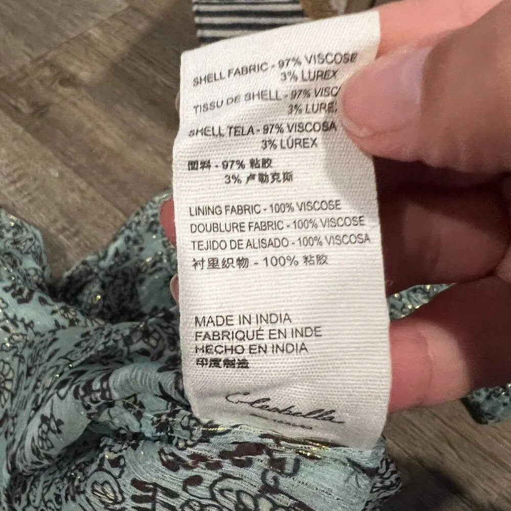 Cleobella Top Green Loretta Iris Blue Peasant Boho Metallic Chiffon XS - Image 8