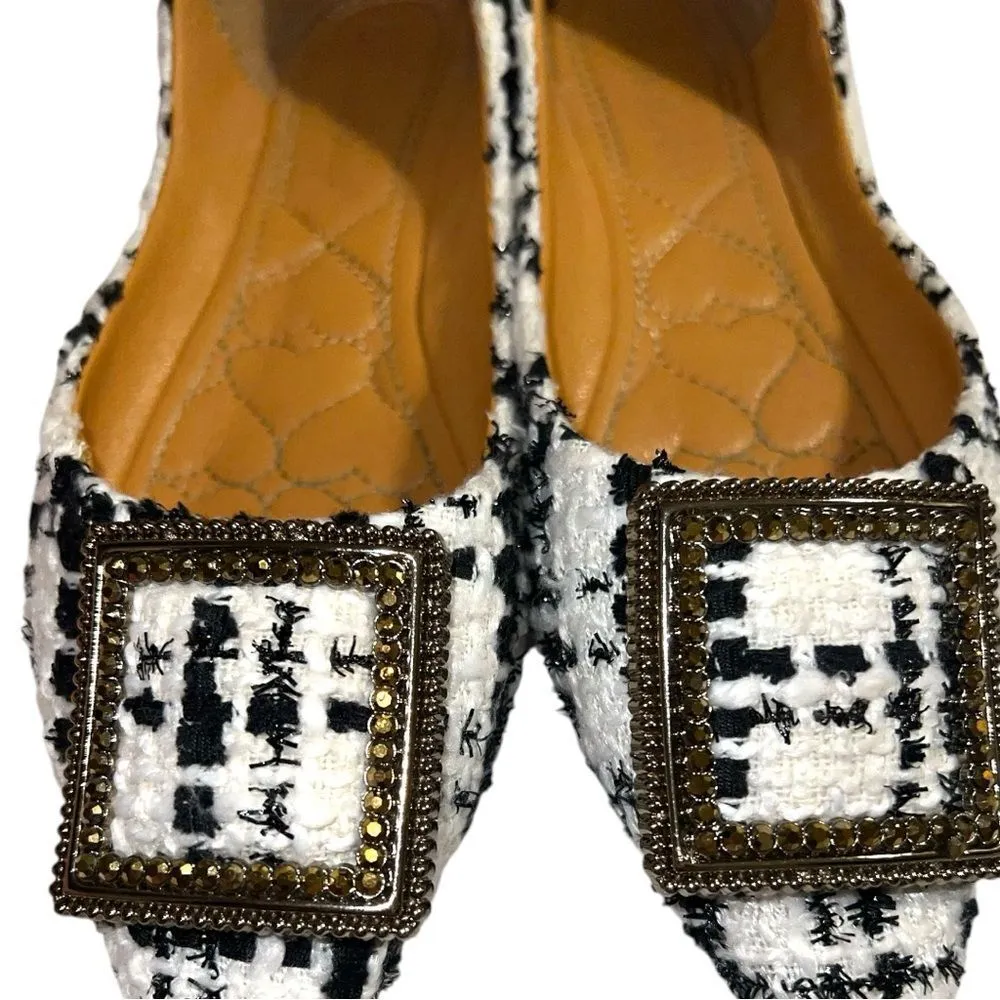 Super cute black and white treed style slip on ballerinas! New Black Size 7 - Image 6