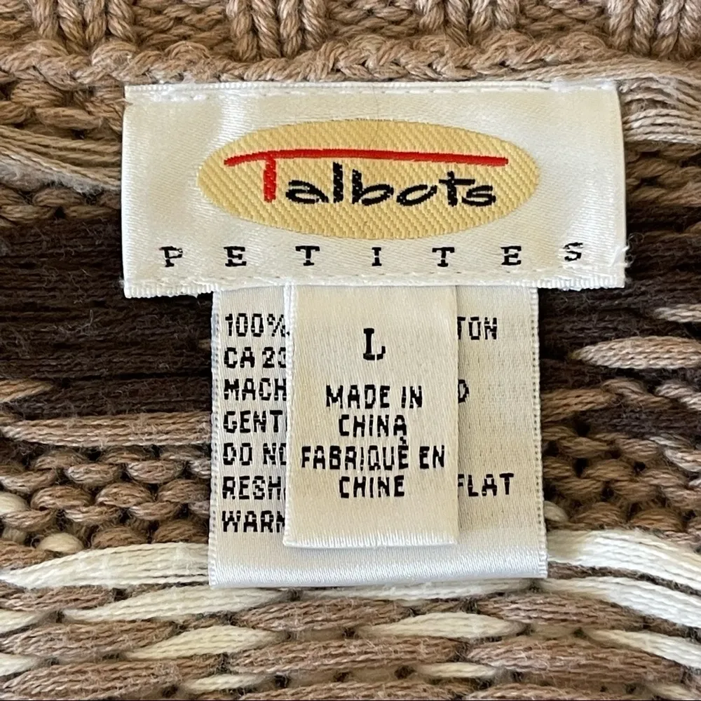 𝅺Talbots Nordic Fair Isle Chunky Knit Cotton Grandma Grandpa Kawaii Cardigan LP - Image 9