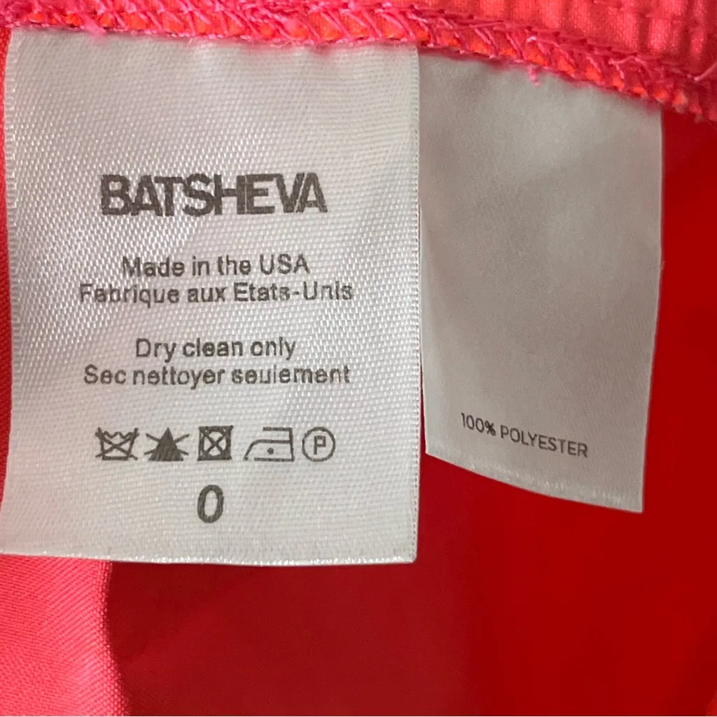 Batsheva Womens Ruffle Edge Taffeta Prairie Mini Dress Long Sleeve Neon Size 0 Pink - Image 8