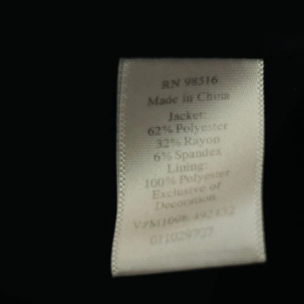 Coldwater Creek Soutache Boyfriend Jacket Black Embroidered Stitch Trim Sz 14 - Image 8