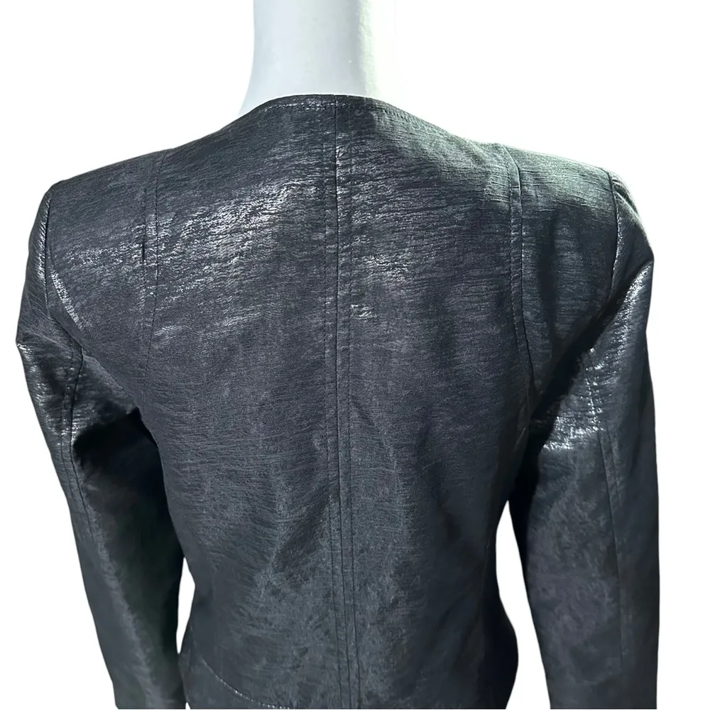 Laundry by Shelli Segal Lurex Moto Jacket Black Sz 6 - Image 11