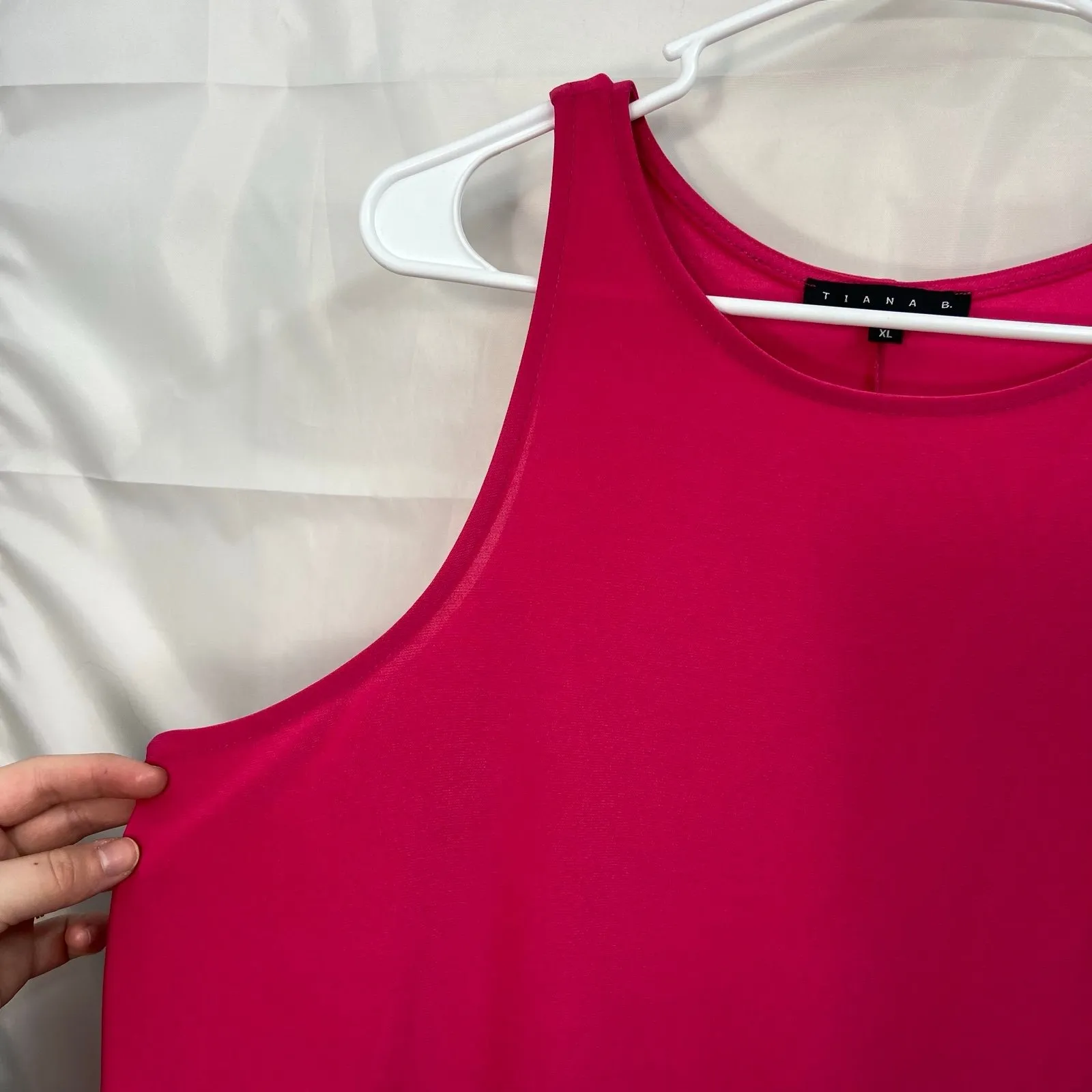 NEW Tiana B women's pink tiered sleeveless stretch mini dress casual loose XL - Image 2