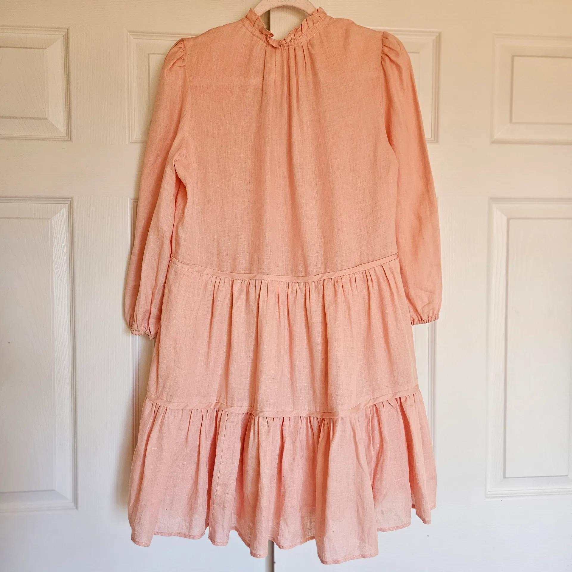 Veronica Beard Hawken Tiered‎ Linen Minidress Size 8 Pink Babydoll - Image 10