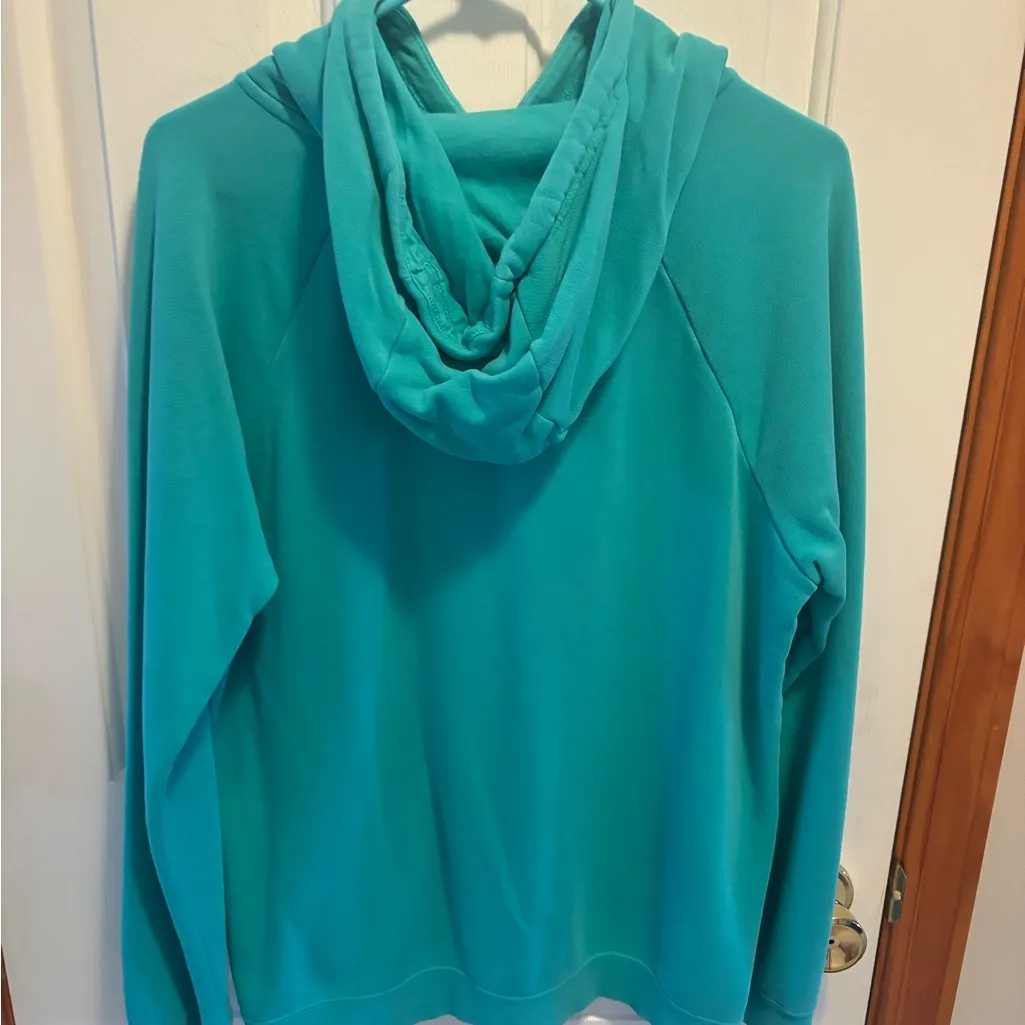 Nike Men's Aqua Hoodie with Pink Logo - Image 3