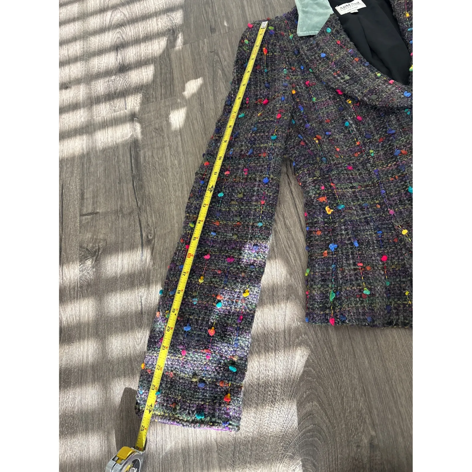 Vintage Armani Collezioni Tweed Wool Jacket Colorful Nubs Sz 6 Made n Italy - Image 9