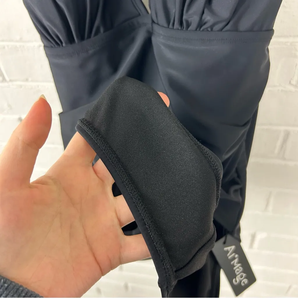 NWT Amazon Black One Piece Swimsuit Size L - Image 5